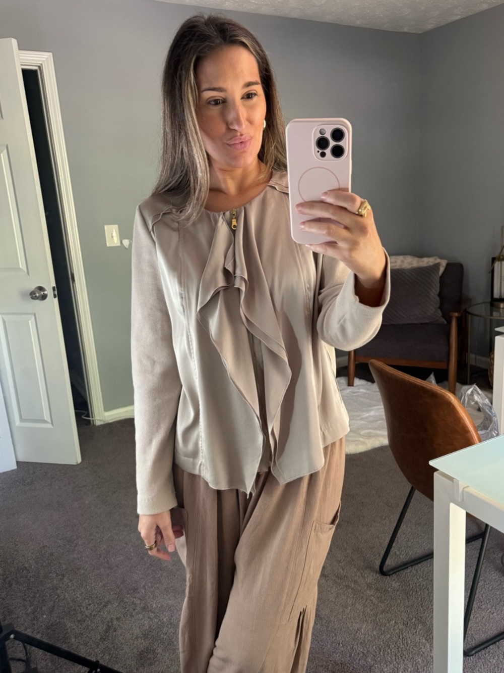 Chico’s Ruffle Satin Jacket - Picture 4 of 5